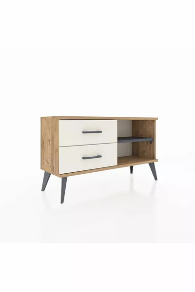 Arges Schrank mit einem Regal und 2 Schubladen Kiefer-Anthrazit/Steingrau