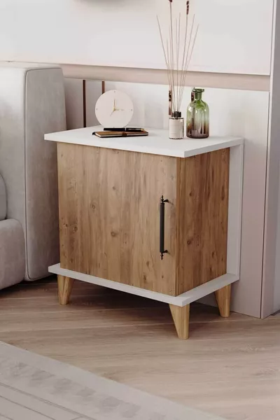 Home Enda Adela Shelved Modern Nightstand Atlantic Pine