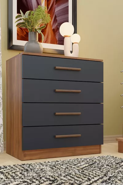 GM 4-Drawer Anthracite Gray-Walnut Dresser