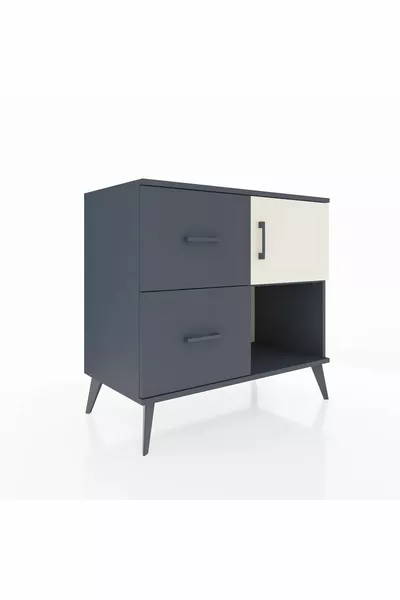 Hyperion Dresser Single Shelf 2 Drawers Single Door Anthracite-Dovetail/Anthracite