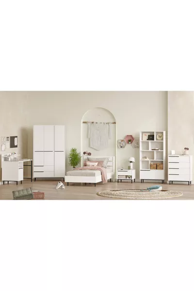 Set Camera da Letto Leena per Ragazzi 6 Pezzi Bianco -W