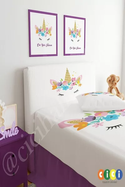 Bed Base Headboard Cover Flower Crown Unicorn