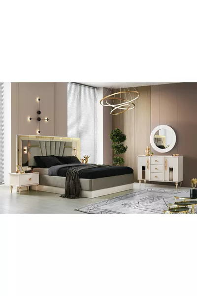 Ensemble de chambre à coucher Askar MDF avec sommier