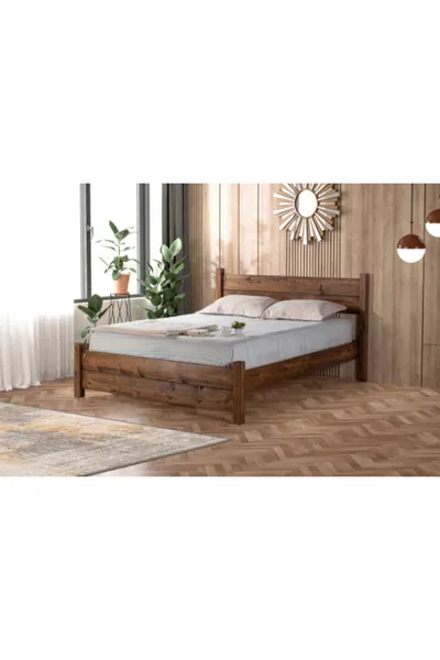 Ares Double Solid Natural Wood Bed Frame