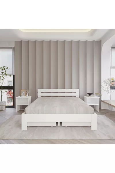 4-Drawer Letto MDF Bed Frame | Compatible with Single and Double Beds, Easy to Assemble