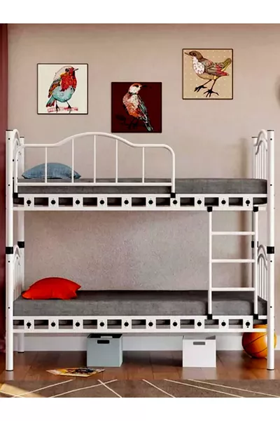 Argimo Belinay Youth Children's Bedroom Metal Bunk Bed and Bed Frame x White
