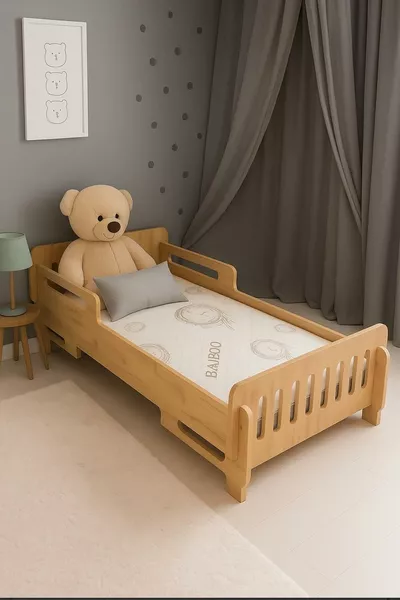 Baby Crib-Baby Bed-Children's Floor Bed-Baby Floor Bed-Crib-Bed-MDF-Walnut