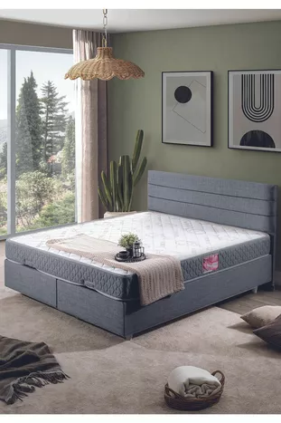 Sofia Çift Kişilik Baza Başlık Letto Yatak Seti Gri