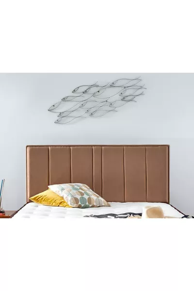Tête de Lit Niron Comfort - Tête de Lit Luxueuse pour Lit Double en Tissu Café au Lait