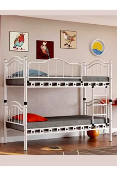Argimo Belinay Youth Children's Bedroom Metal Bunk Bed and Bed Frame x White