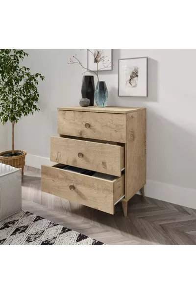 Gardenya 3-Laden Eiken Dressoir - Helemaal van MDF van 1e kwaliteit