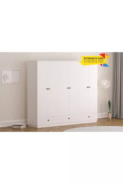 Armoire Elif Modern 6 portes 3 tiroirs