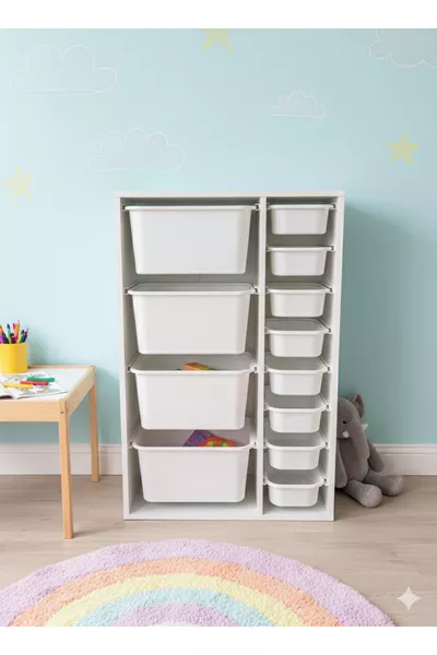 Armoire à Jouets Polyvalente avec Tiroirs et Unité de Rangement – Organisateur de Chambre d’Enfant avec Étiquette Cadeau