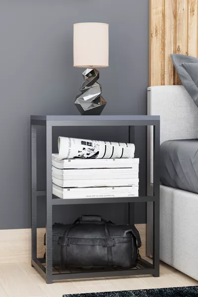 Metal-Leg Decorative Wire Shelf Nightstand