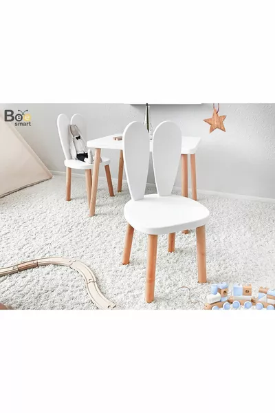 Table et chaise d'activité Montessori en bois, table et chaise Bunny