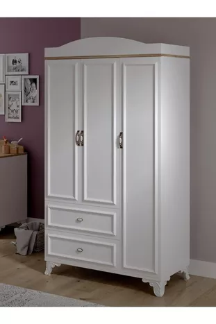 Armoire Lisa 3 portes 2 tiroirs Chêne % MDF