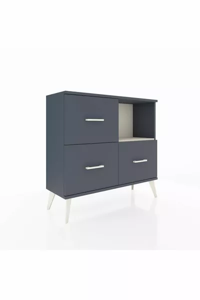Commode Arges à une étagère et 3 tiroirs Anthracite-Sable/Anthracite