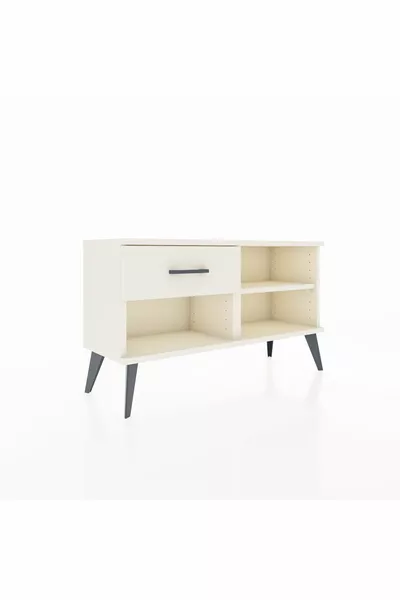 Commode Arges à une étagère et un tiroir, Pierre de lune-Pierre de lune