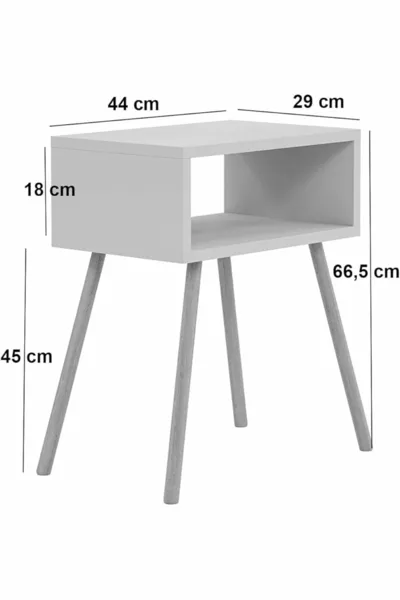 Bedside Table with Wooden Legs and Shelves - Anthracite Gray