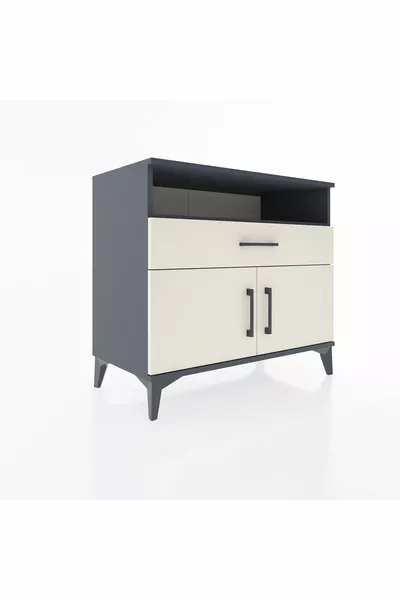 Hyperion Dressoir Enkele Plank Enkele Lade 2 Deuren Antraciet-Perlsteen