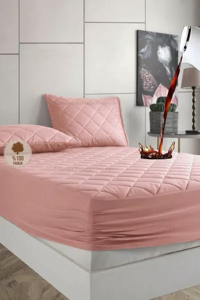 Powder Quilted Waterproof Mattress Protector Fitted Sheet 100% Cotton
