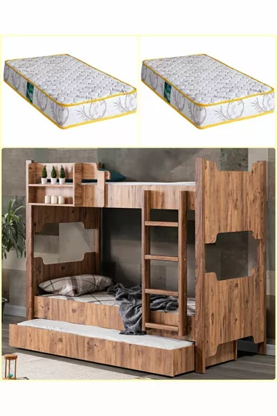 MDF Profile Bunk Bed, Eurasia Detachable Bunk Bed with 2 Comfort Mattresses
