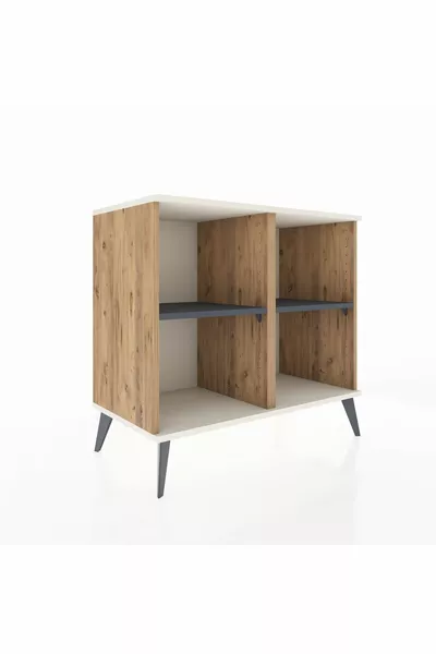 Commode Hyperion 2 étagères Pin-Pierre d'Agate/Anthracite