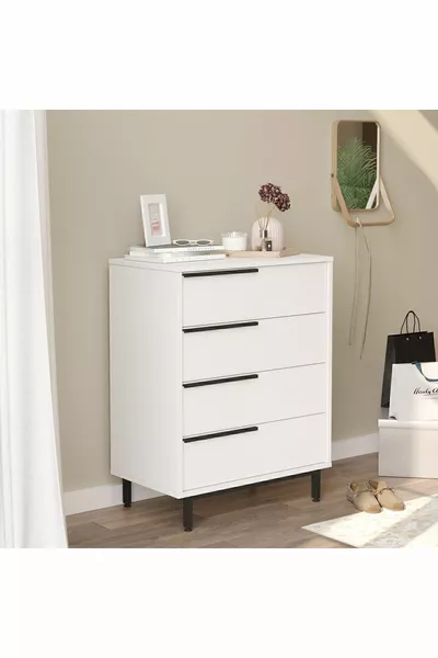 Ocean Dresser 4 Drawer Metal Leg White -w