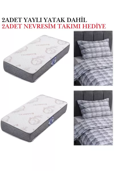 Rolluik Stapelbed / Gratis Installatie / % MDF / 2 Stuks Bed met Bamboe Veer / 2 Stuks Dekbedovertrek Set Gratis