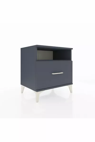 Comodino Hyperion con un ripiano e un cassetto Antracite-Antracite