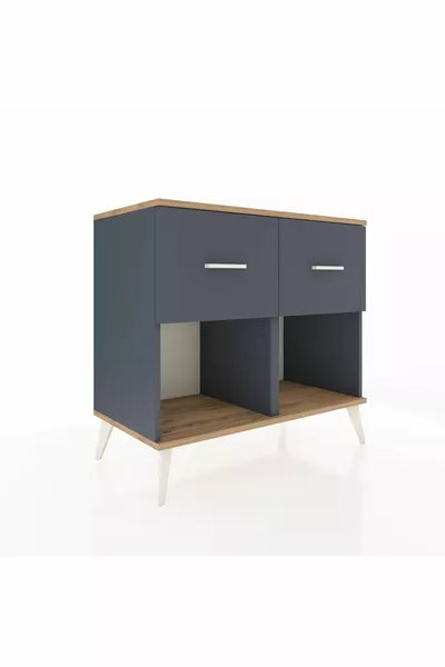 Commode Hyperion 2 tiroirs Anthracite-Sapin/Anthracite