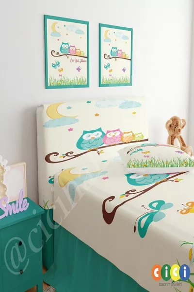 Bed Base Headboard Cover Owl Family Butterfly