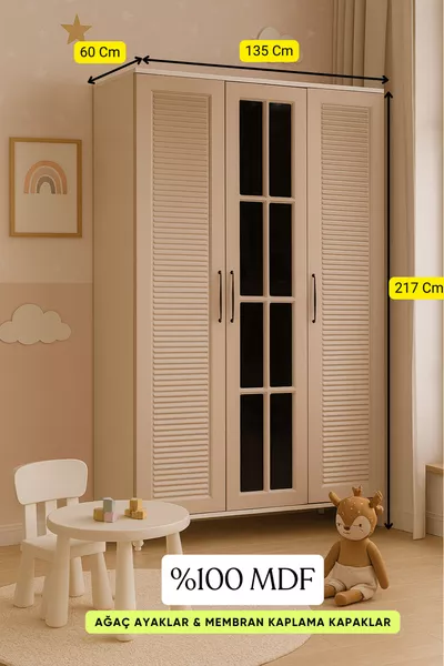 Armadio a 3 Ante | % MDF | Ante REHAU | Piedini in Legno | Funzionale ed Elegante