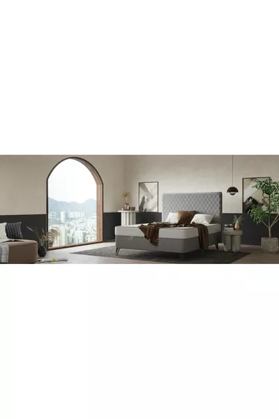 Set Letto Ortopedico di Lusso con Rete e Testiera - Antracite