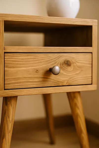 Nachtkastje van massief hout – Met lade, plank, modern design, handgemaakt