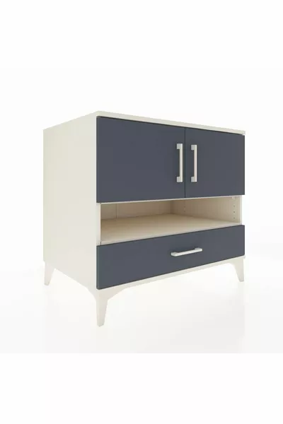 Commode Kronos avec 3 étagères, 1 tiroir et 2 portes, Pierre de Lune-Anthracite