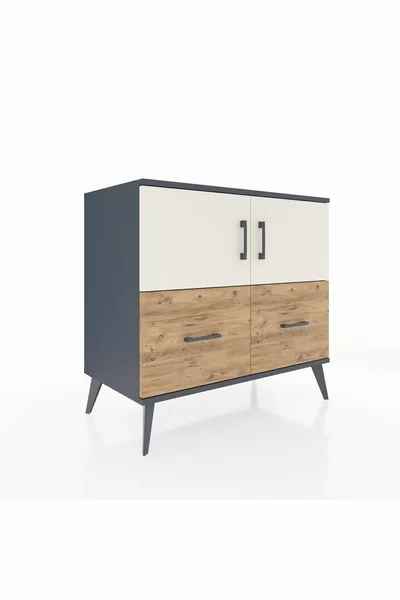 Hyperion Dressoir 2 Planken 2 Lades 2 Deuren Antraciet-Steen/Den