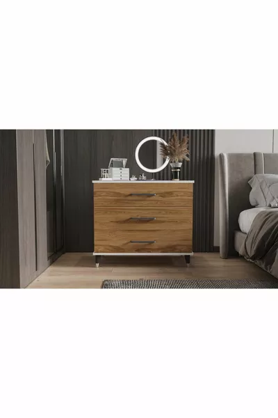 Kommode mit drei Schubladen (GLANZWEISS + UD)