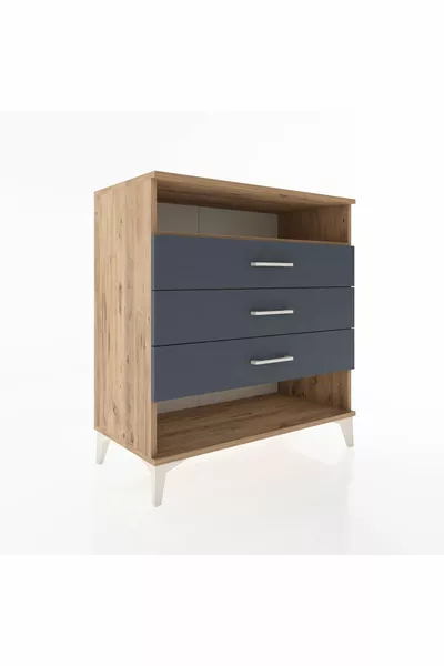 Hyperion Dresser Single Shelf 3-Drawer Pine-Anthracite