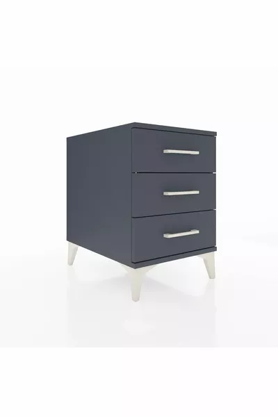 Comodino Kronos 3 Cassetti Antracite-Antracite