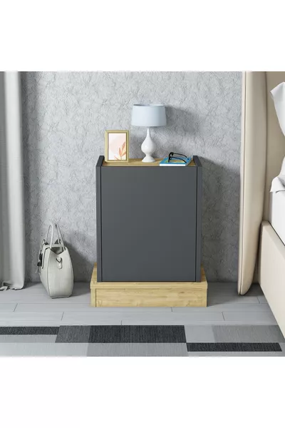 MoBiga Alen Nightstand with 2 Compartments and Cabinet