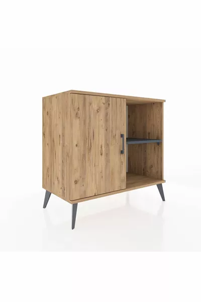 Hyperion Kommode met 2 planken en 1 deur Den-Hout/Den-Hout/Antraciet