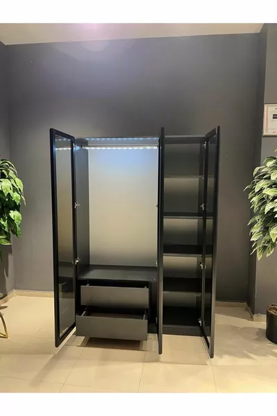 Armoire modulable Esla avec 3 portes vitrées,  % MDF (installation incluse)