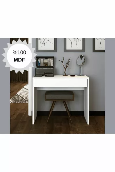 Tavolo da trucco MDF Arya Novella Mode con cassetti Bianco