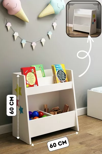 Bibliothèque Polyvalente Pikas Montessori  Cm Blanc en Aggloméré Classique  Cm