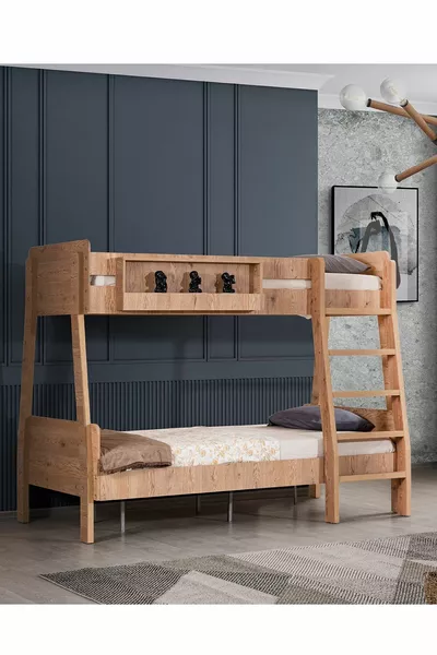 Bunk Bed, Trend Wide Double Bunk Bed - Walnut