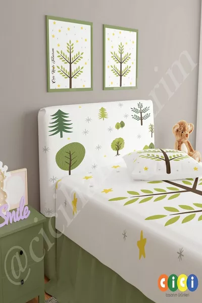 Bed Base Headboard Cover Nature Stars Trees