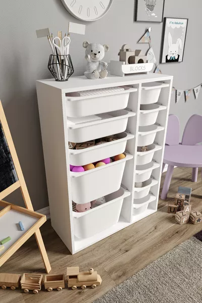 % MDF - Armadio per giocattoli Medium Duo con cesti