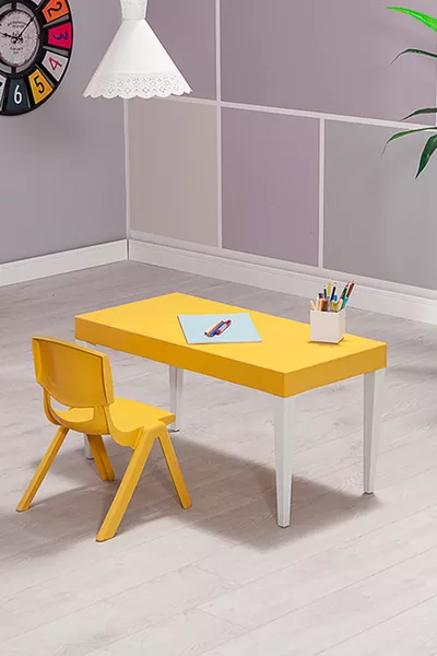 Junior Rectangular Ergonomic Comfortable Preschool Kids Table - Yellow