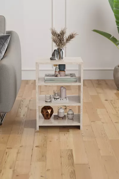 4-Shelf Nightstand Bedroom Side Nightstand Compartment Nightstand Bedside Nightstand - Travertine